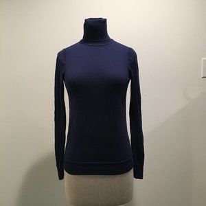 Navy Blue Uniqlo Wool Blend Turtleneck Sweater
